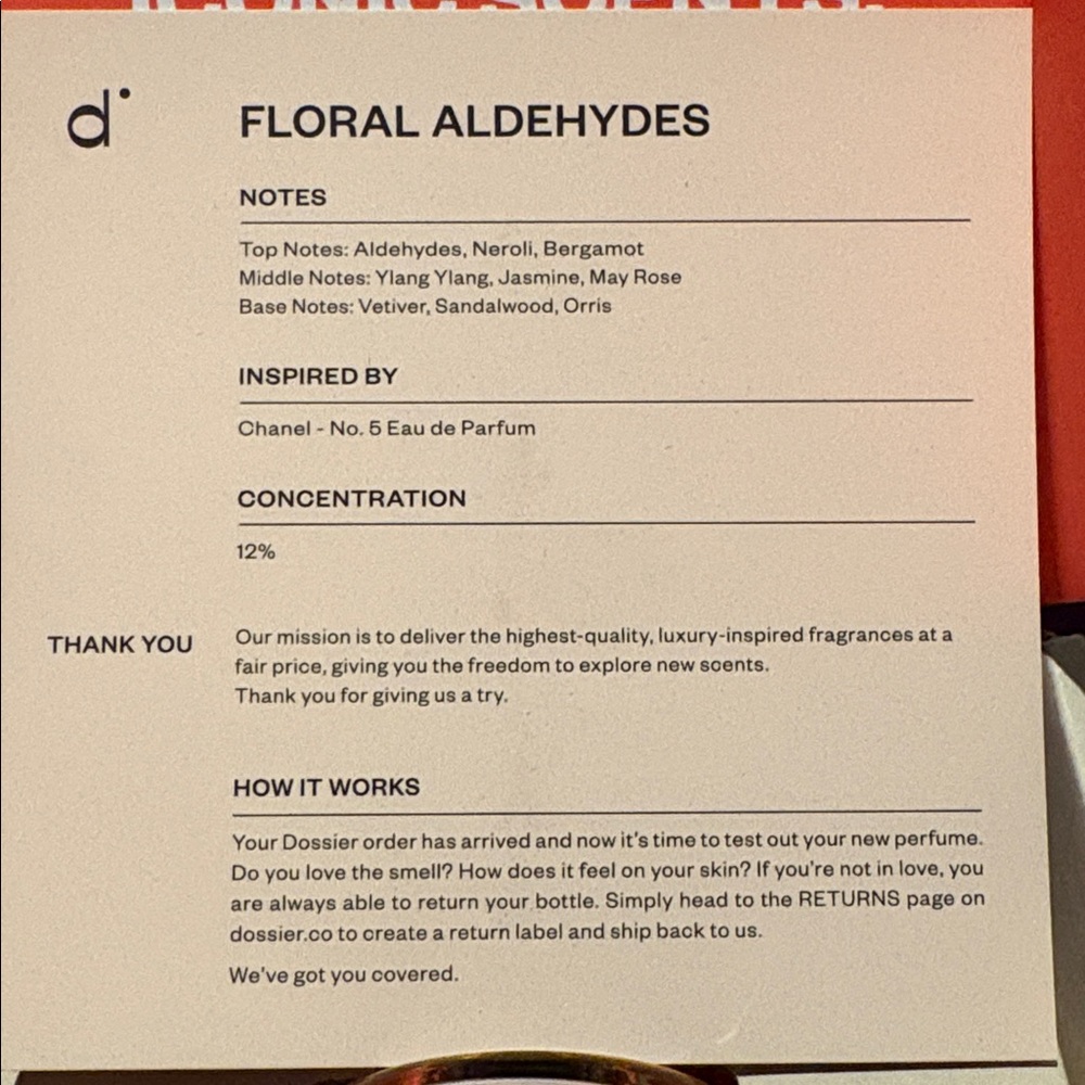 Dossier Floral Aldehydes Perfume 50 ml - Picture 2 of 3